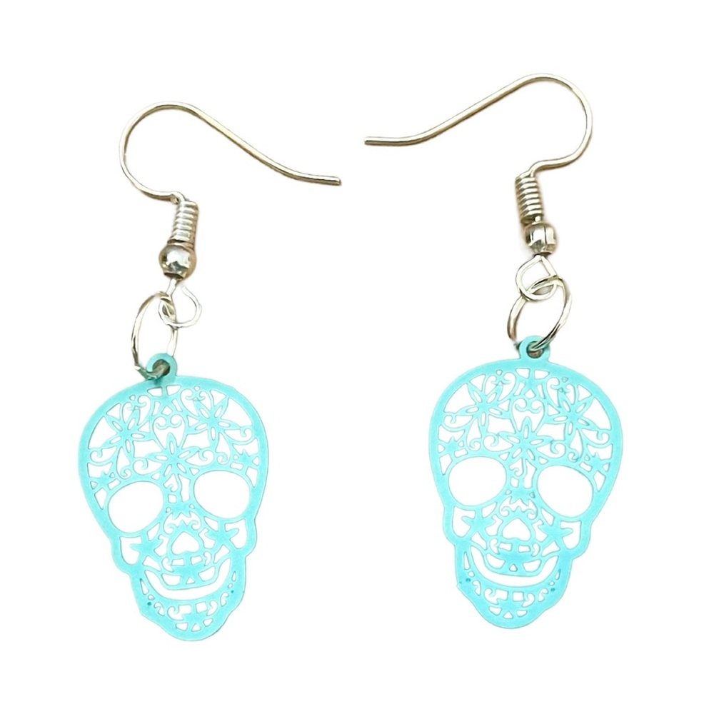 Mint Green Skull Earrings